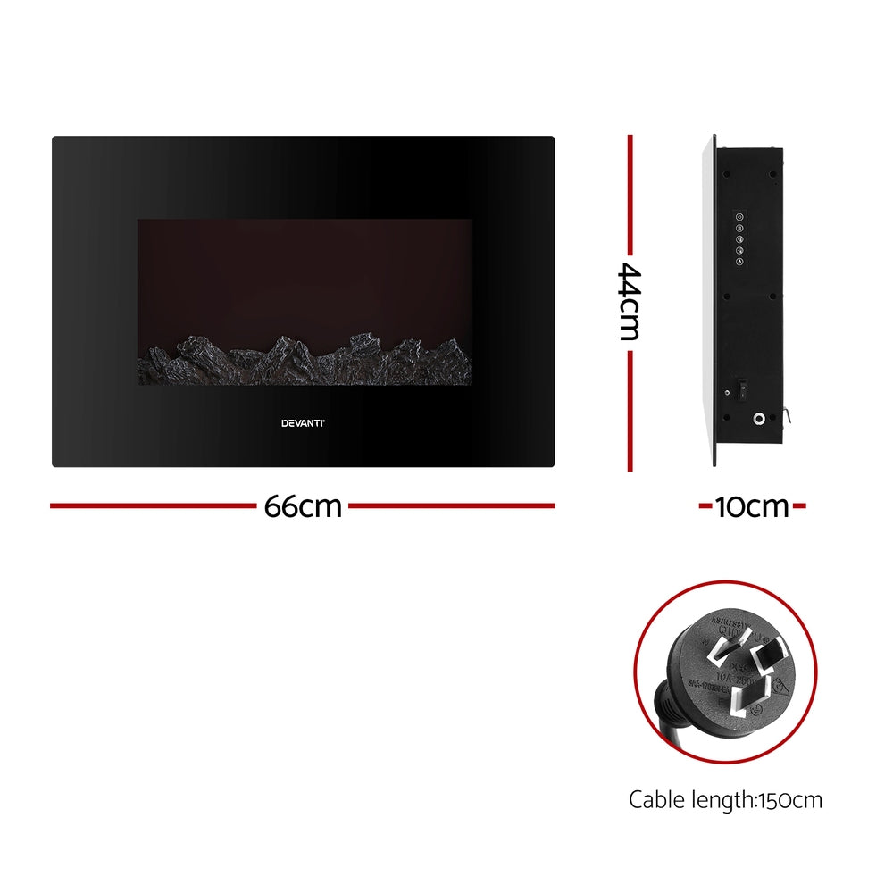 Electric Fireplace Heater 2000W Black