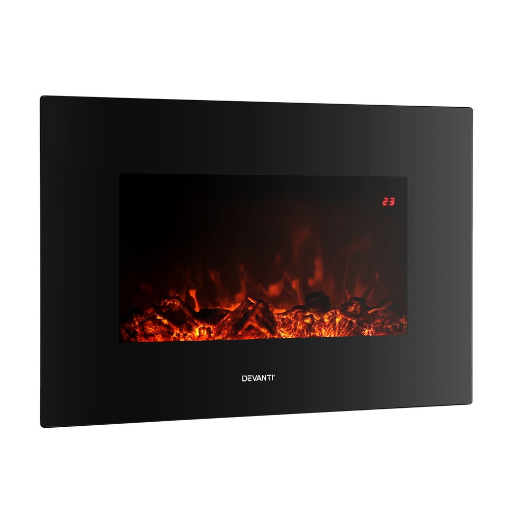 Electric Fireplace Heater 2000W Black