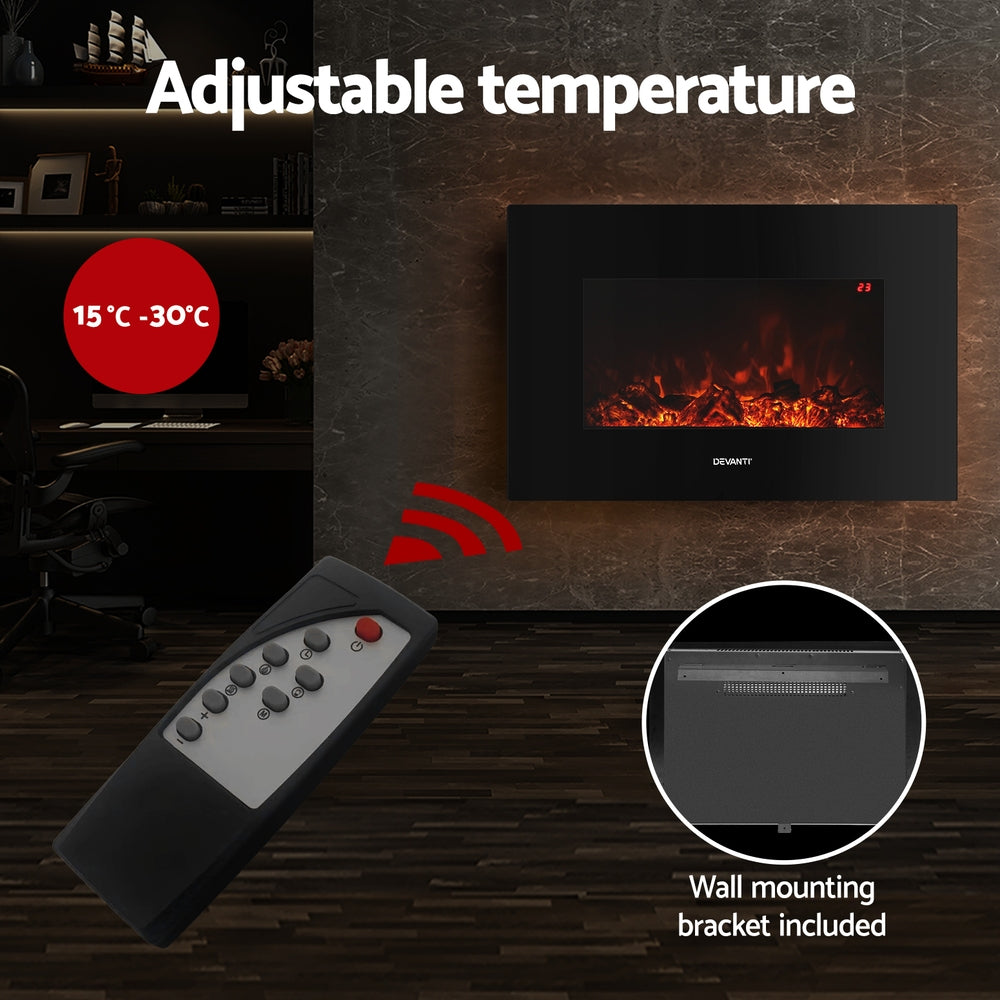 Electric Fireplace Heater 2000W Black