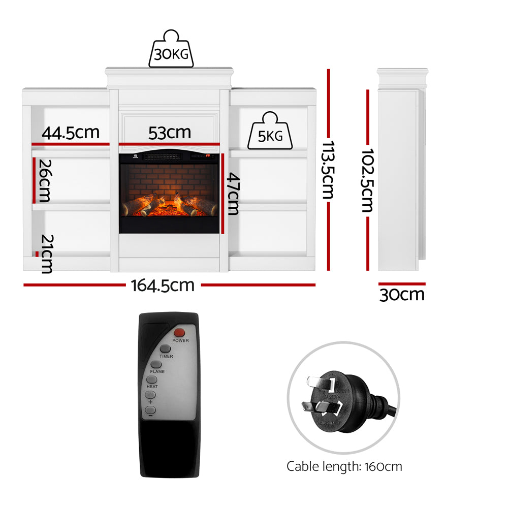 Electric Fireplace Heater 2000W White