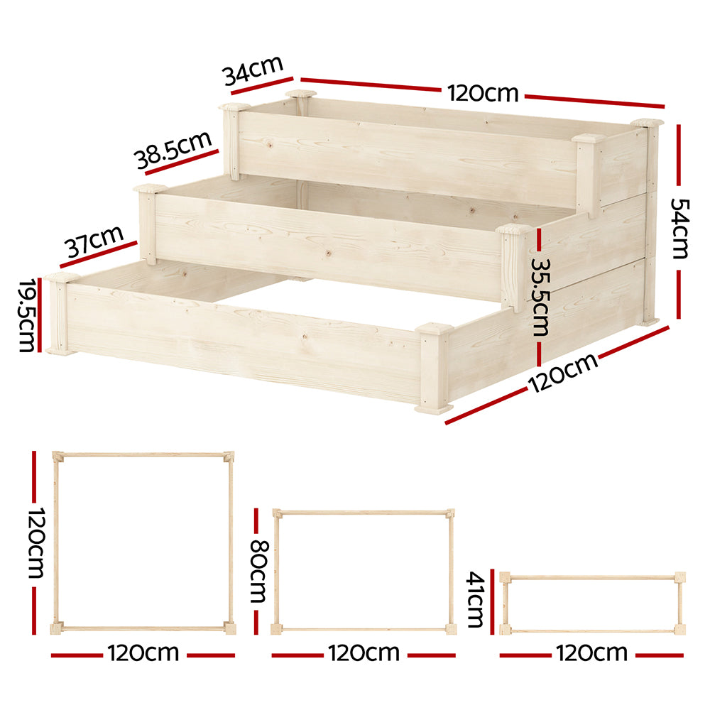 3-Tier Wooden Elevated Planter Box