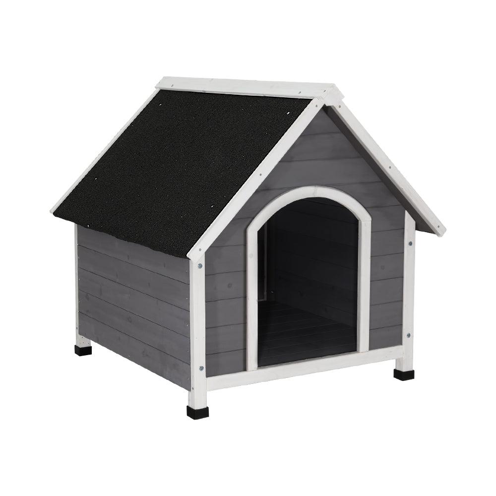 Weatherproof Wooden Dog Kennel – Grey & White
