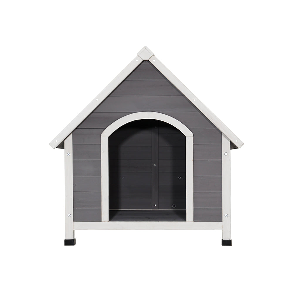 Weatherproof Wooden Dog Kennel – Grey & White