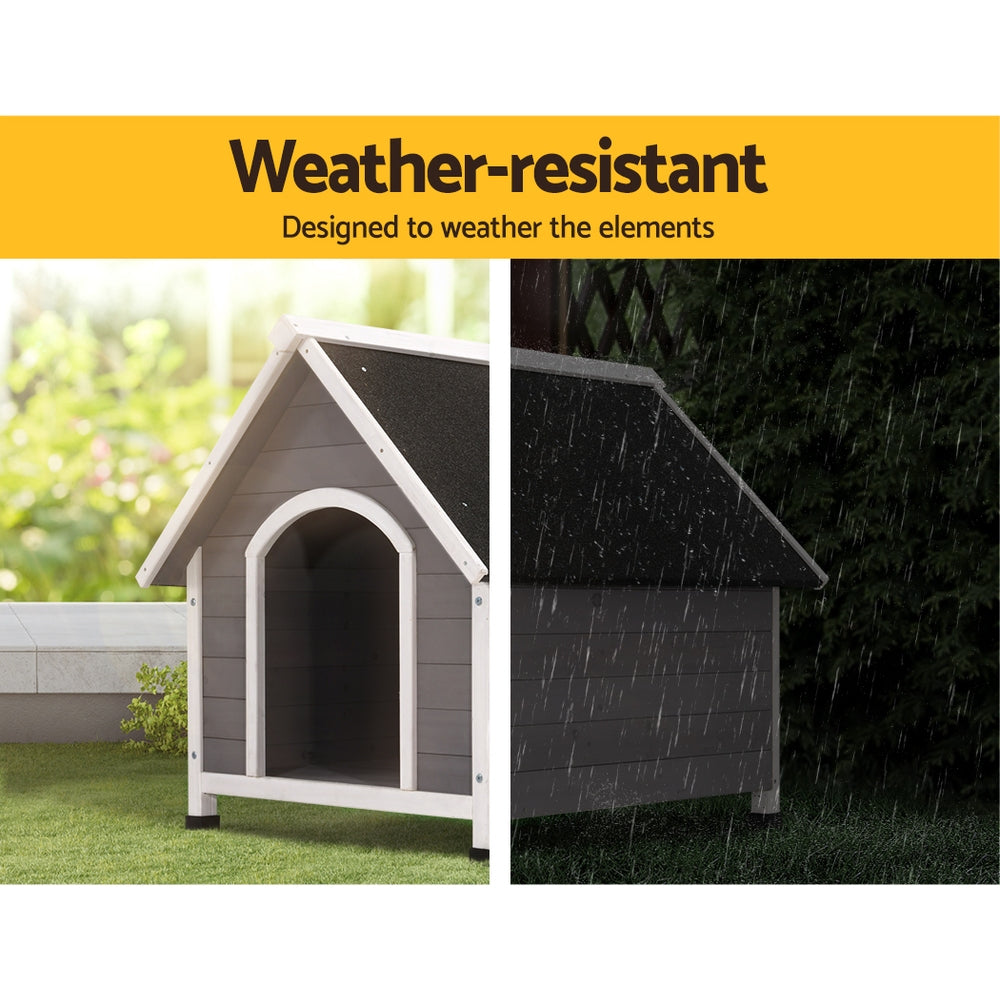 Weatherproof Wooden Dog Kennel – Grey & White