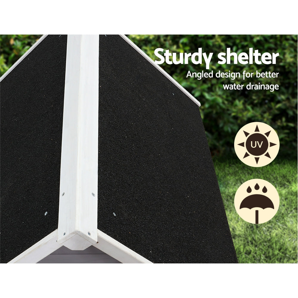 Weatherproof Wooden Dog Kennel – Grey & White