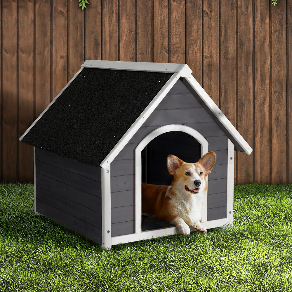 Weatherproof Wooden Dog Kennel – Grey & White