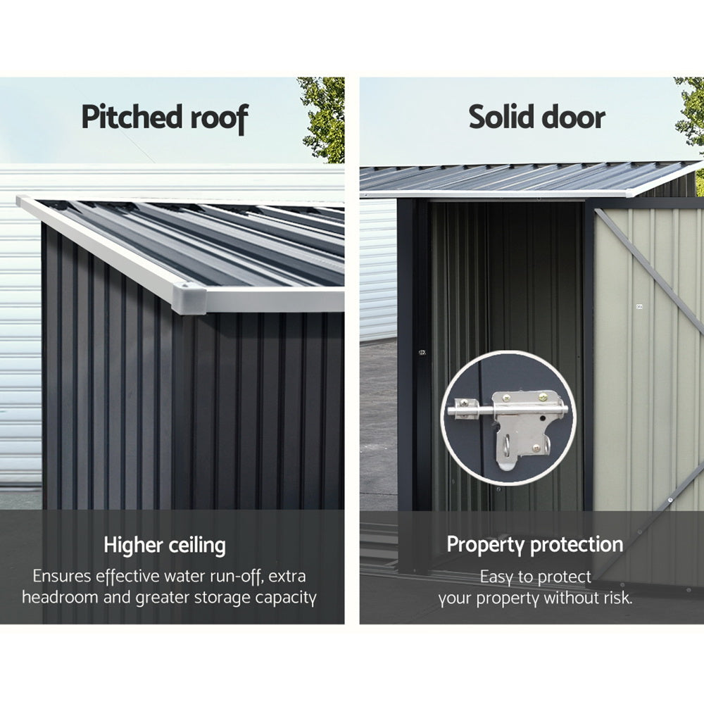 pitched roof, latched door and high ceilings