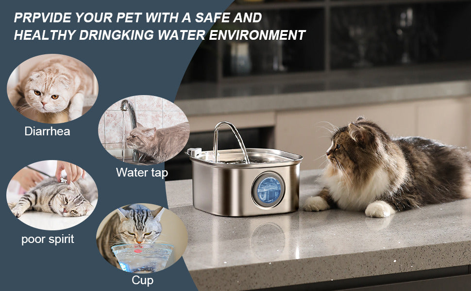 3.2L Electric Pet Water Fountain Stainless Steel