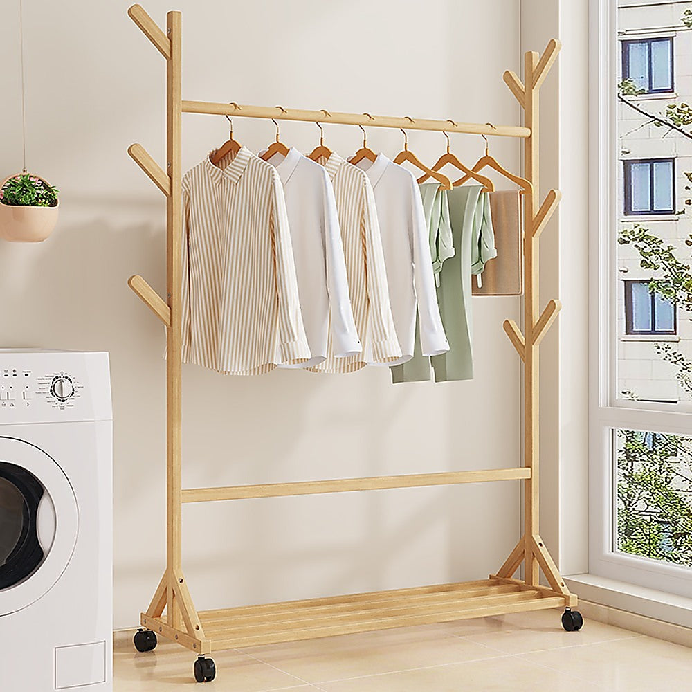 Portable Clothes Rack Bamboo 100cm
