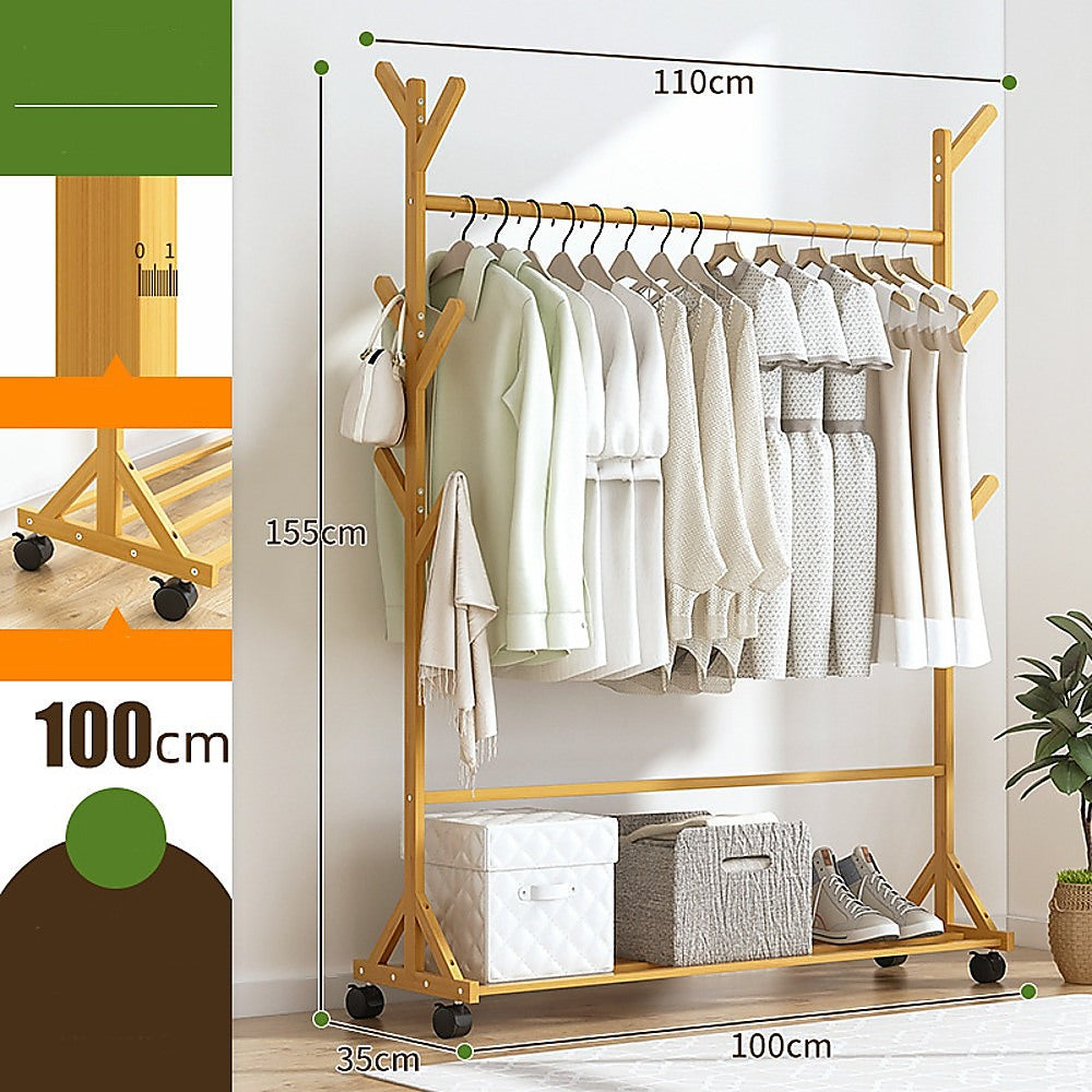 Portable Clothes Rack Bamboo 100cm
