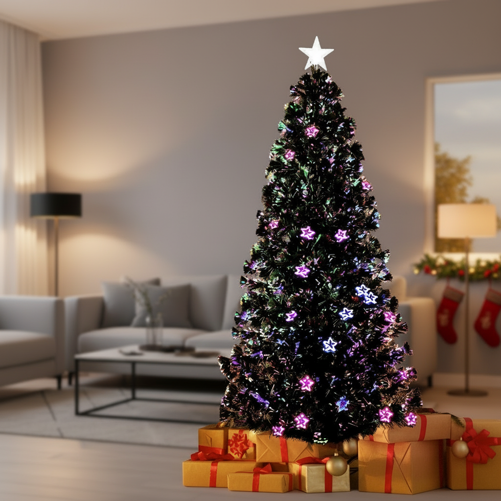 6ft Optic-Fibre LED Christmas Tree with Star Topper