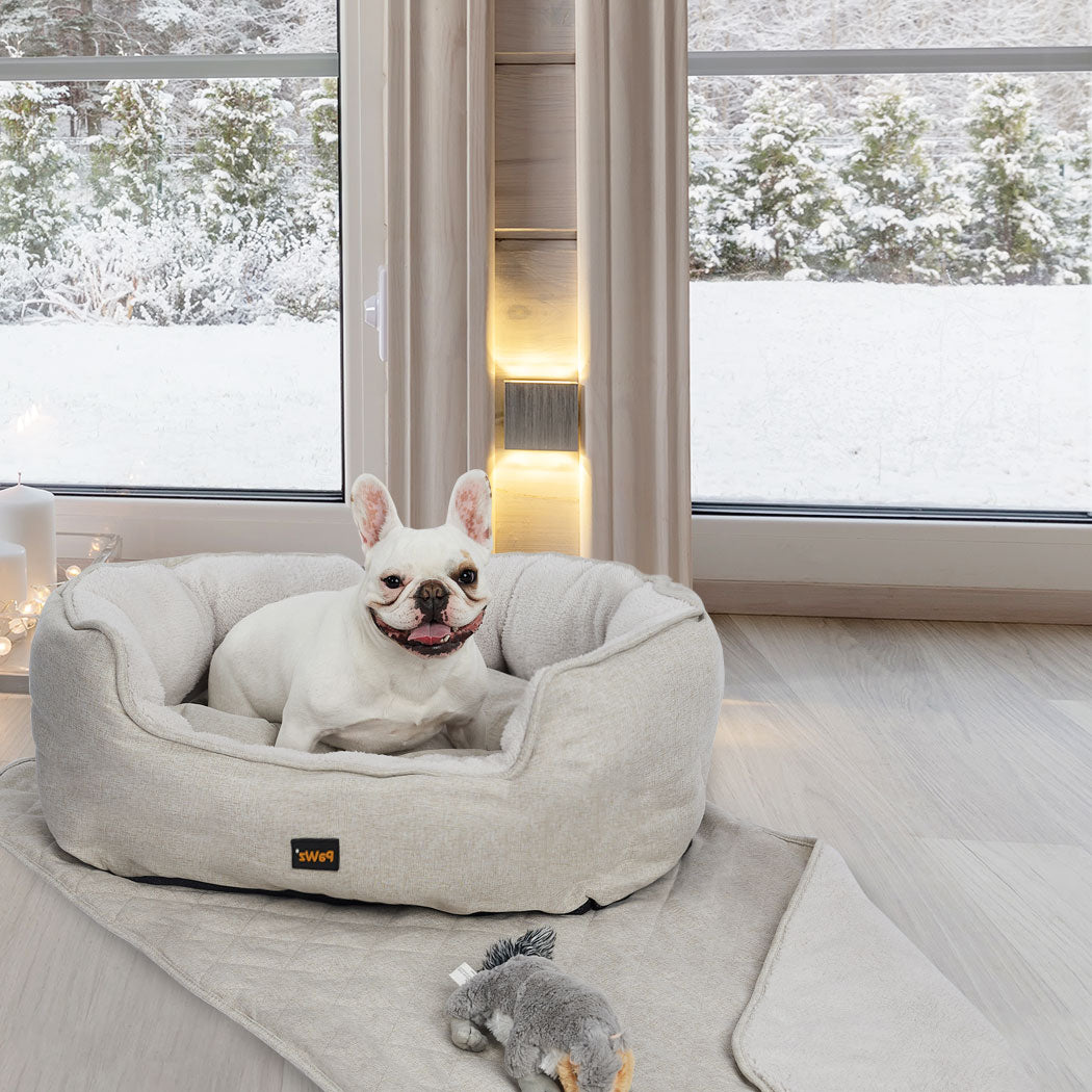 PaWz Pet Bed Set Dog Cat Quilted Blanket X-Large Beige-1864184505003282439