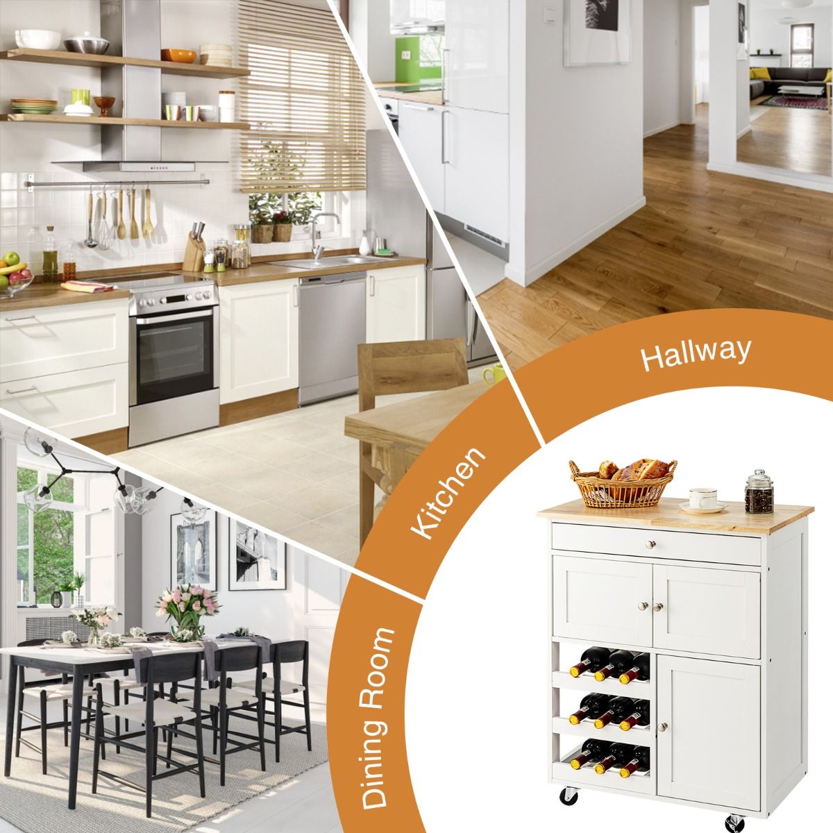 Kitchen Island with Wine Rack