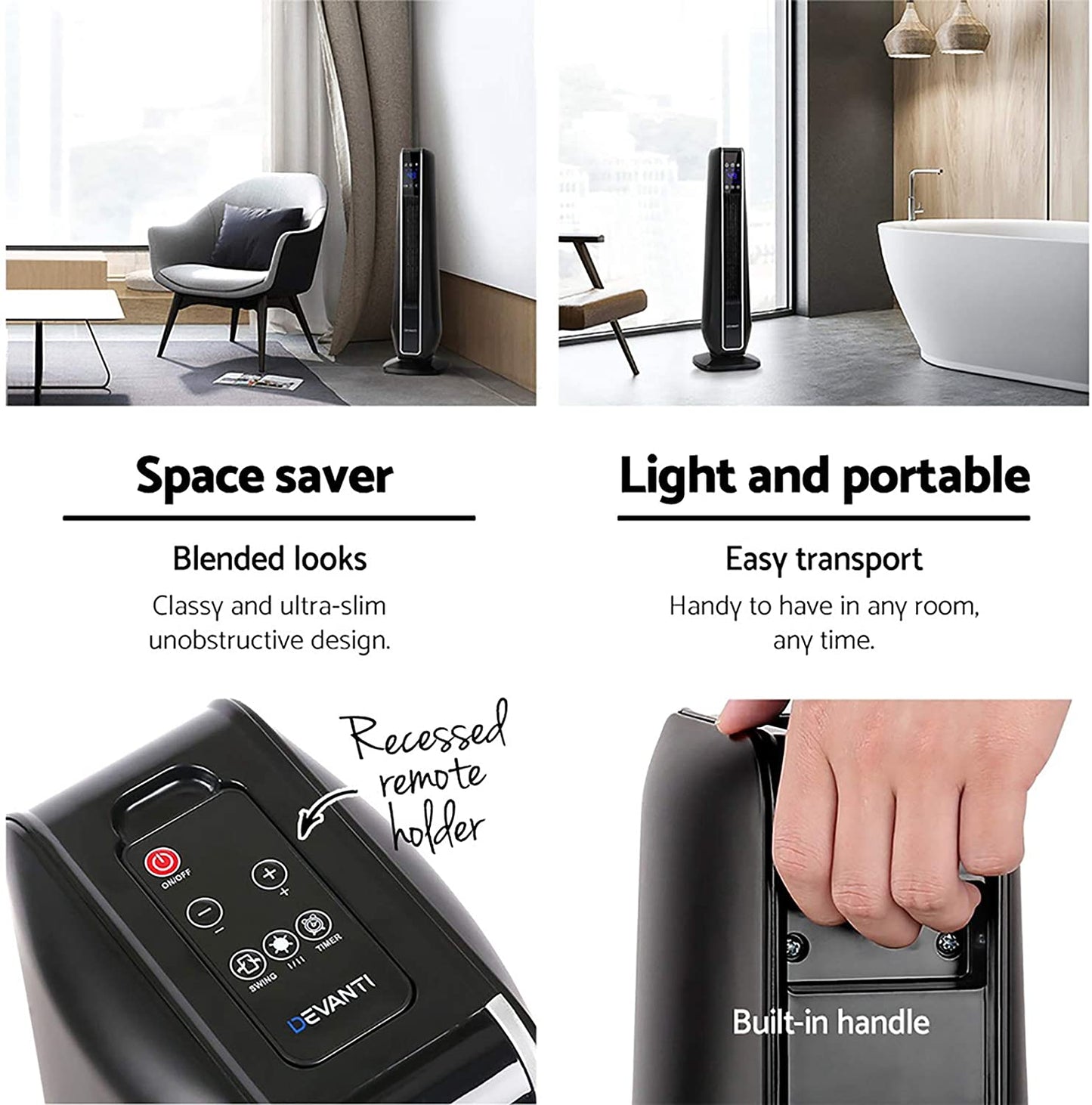 Oscillating Tower Heater and Fan