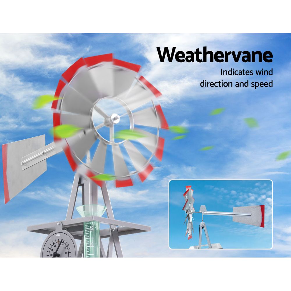 Ornamental Windmill with Thermometer and Rain Gauge