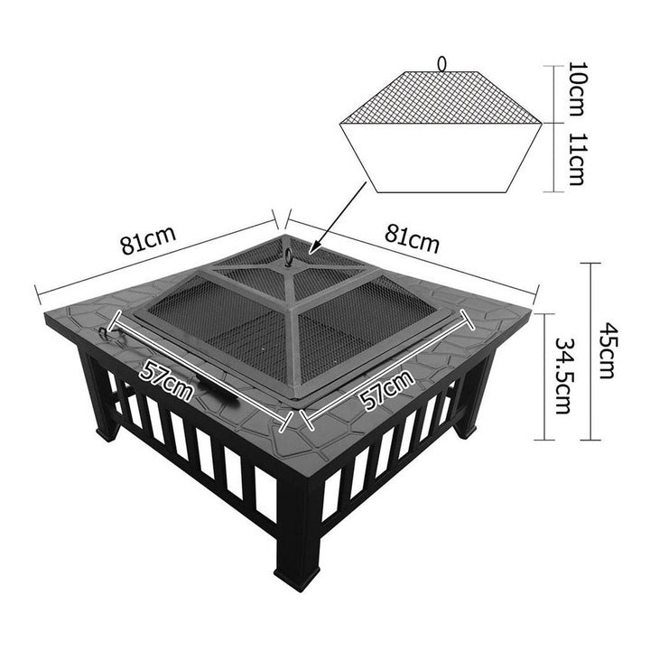 Square Fire Pit with Grill