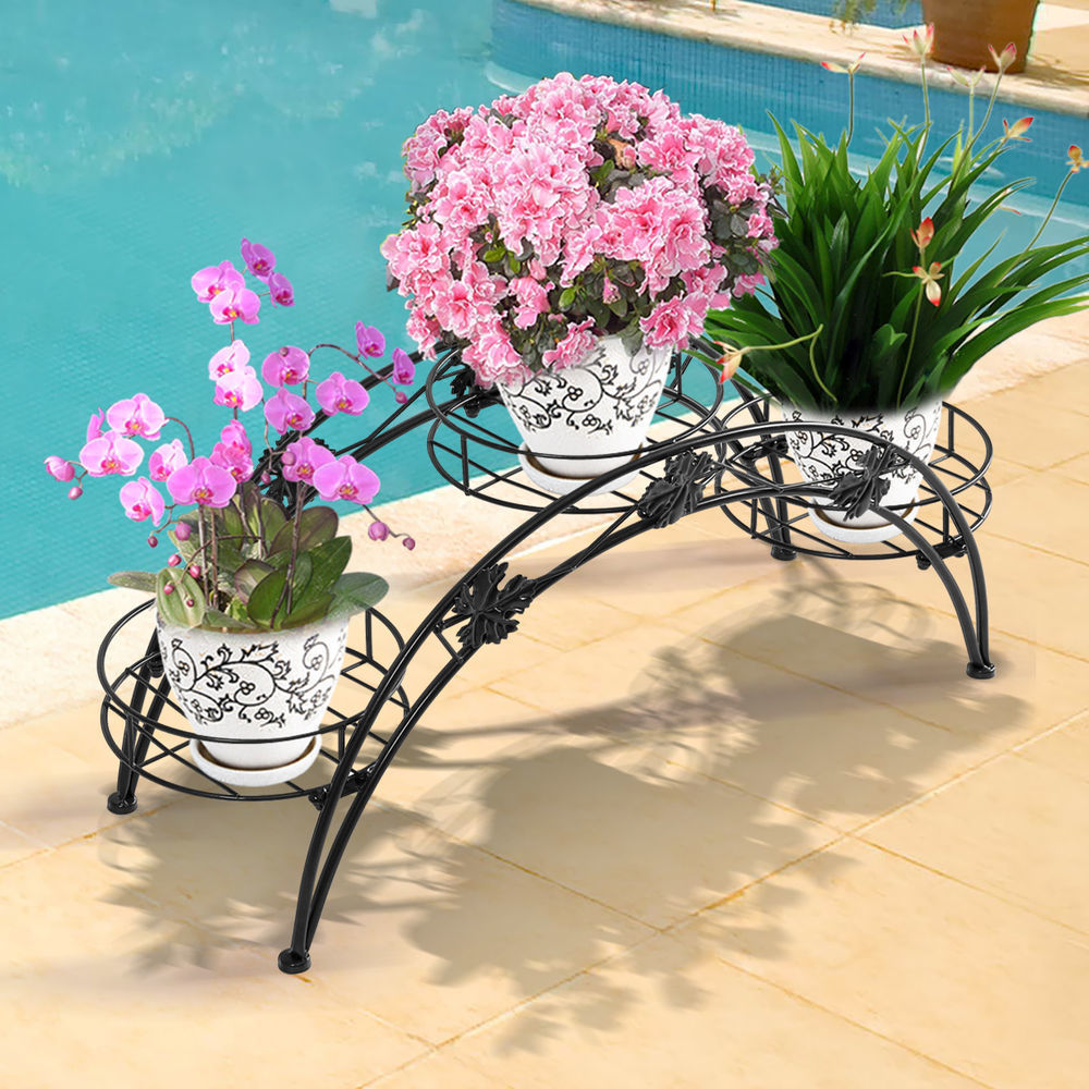 Metal Plant Shelf for 3 Pots