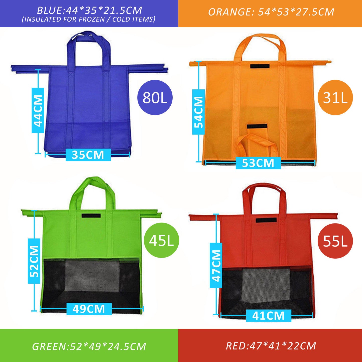 Shopping Trolley Bags x4 - Home Insight