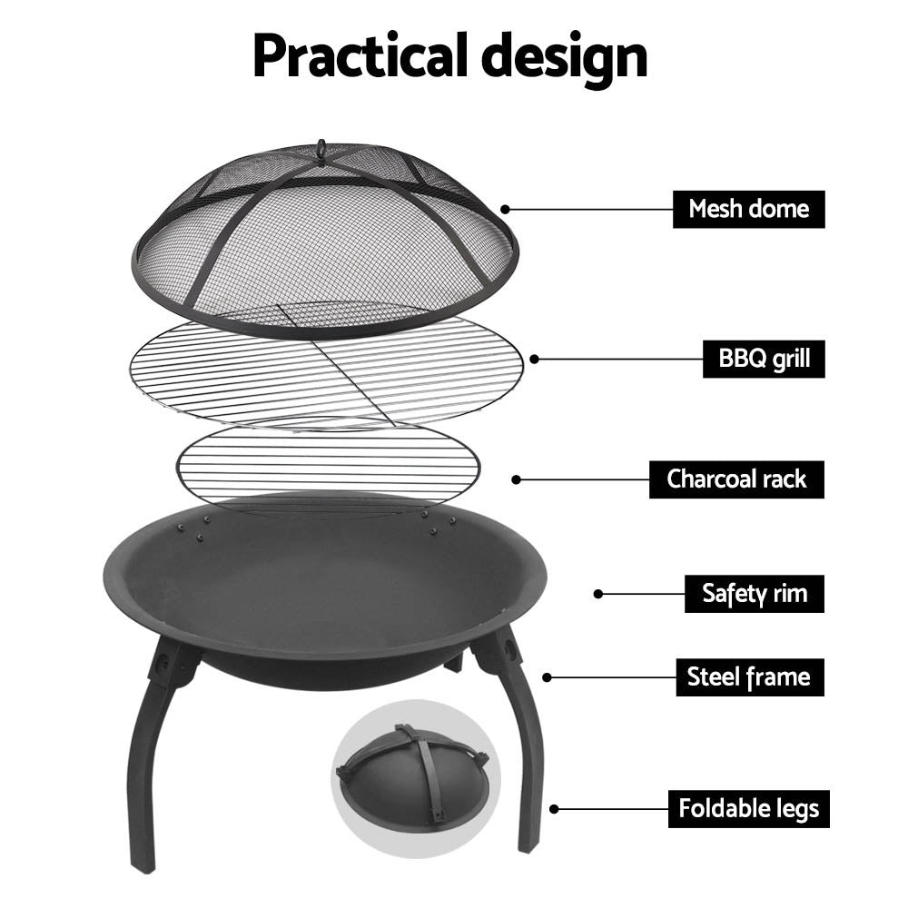 Portable Fire Pit and Grill 22"