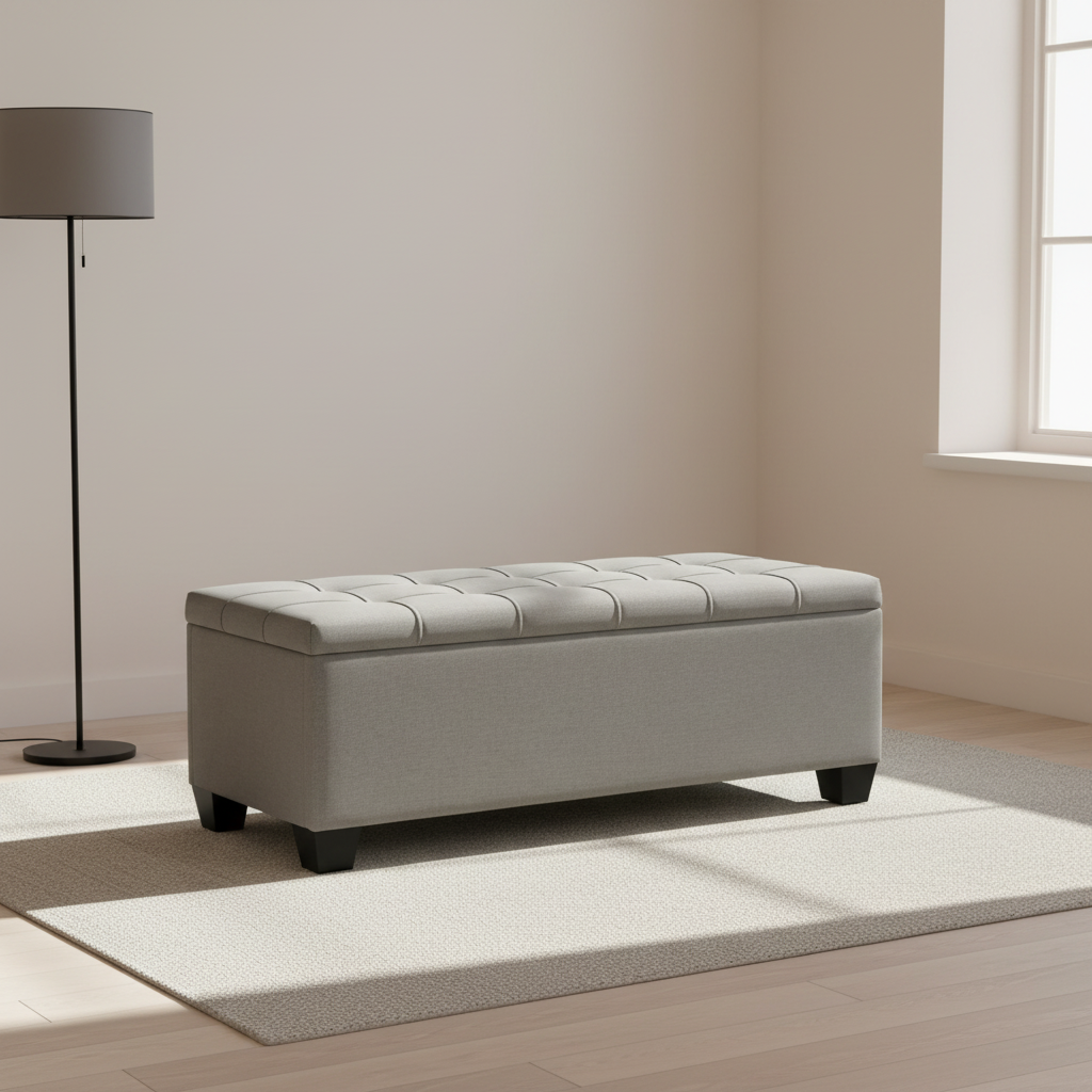 Storage Ottoman Bench with Lift-Up Lid and Cushion Seat