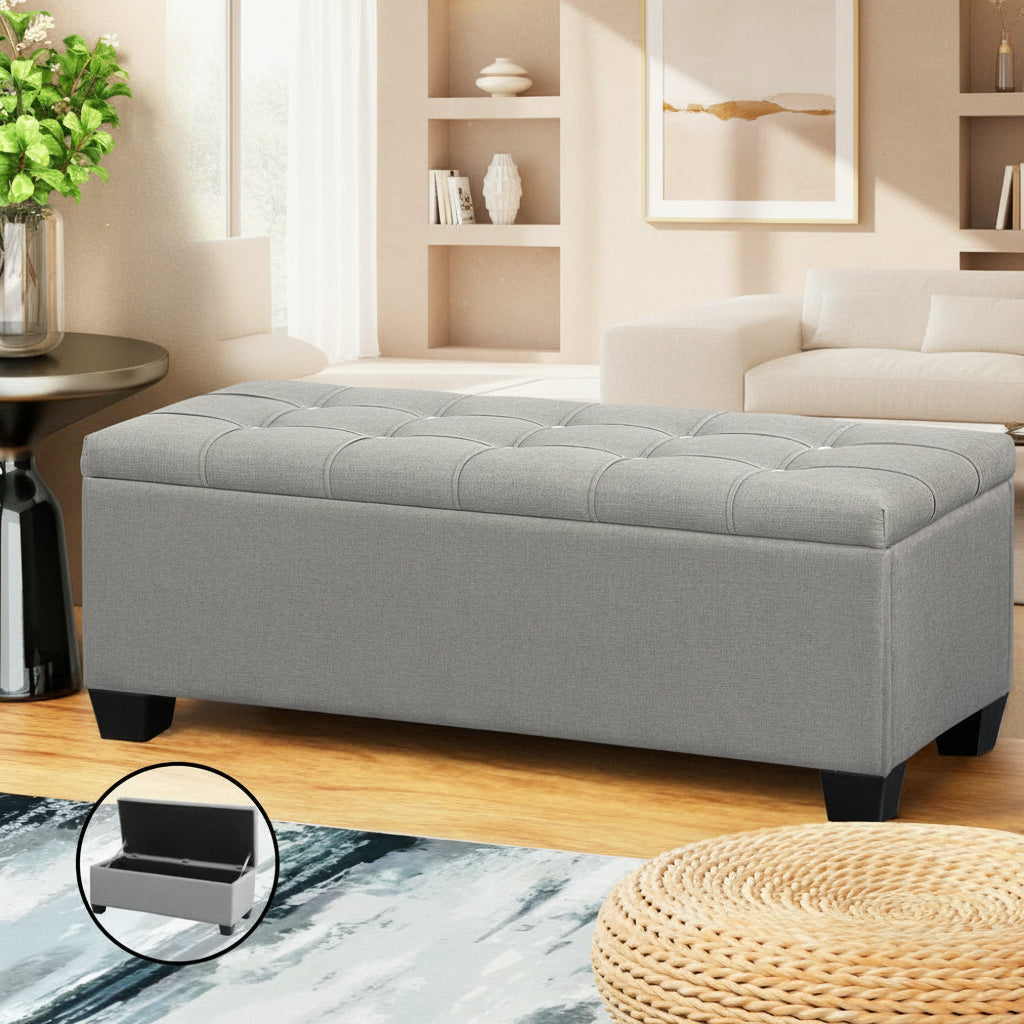 Storage Ottoman Bench with Lift-Up Lid and Cushion Seat