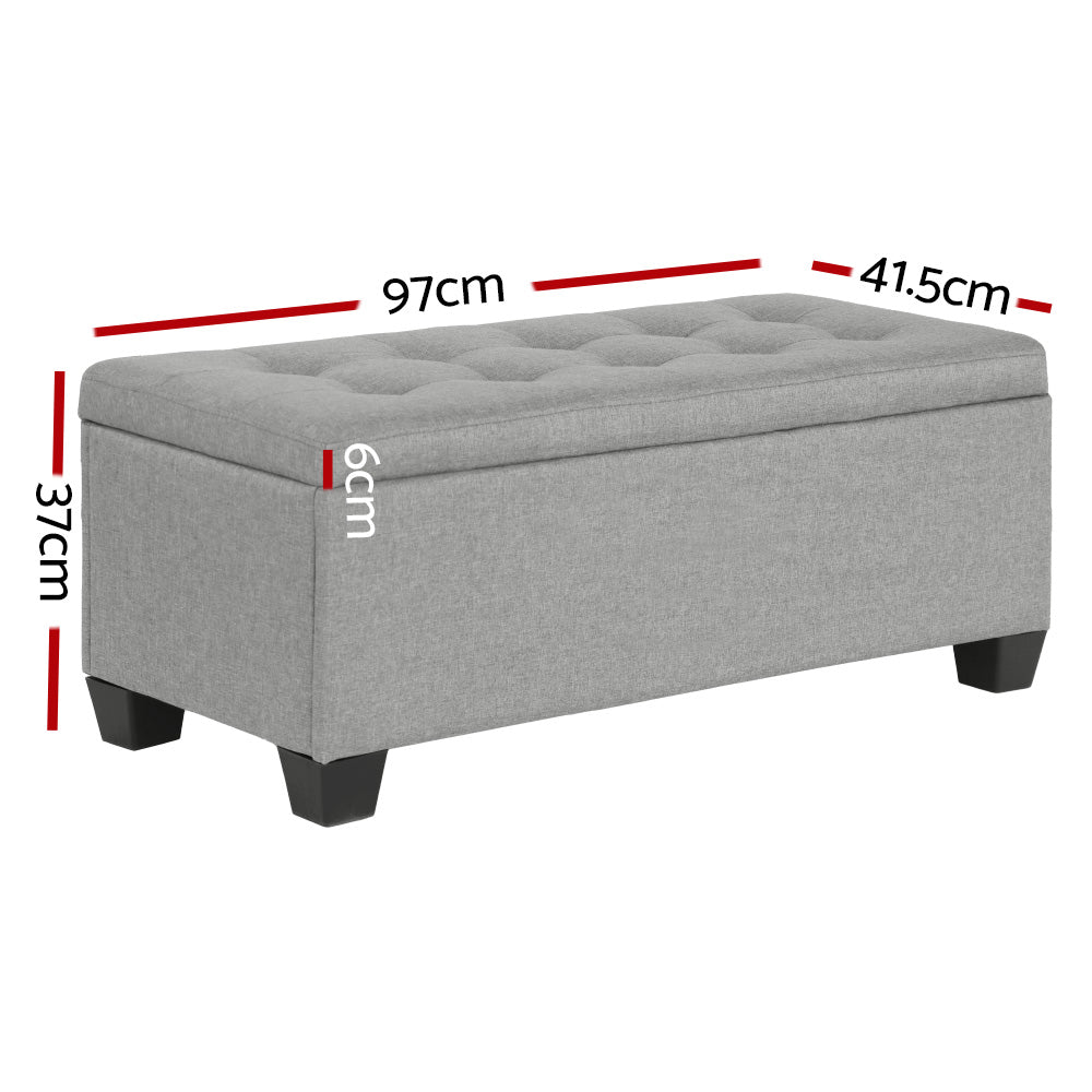 Storage Ottoman Bench 97cm Linen, 4 Colours