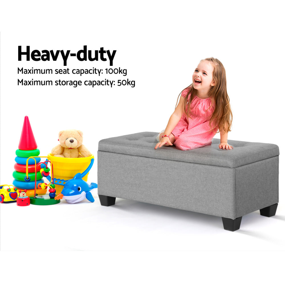 Storage Ottoman Bench 97cm Linen, 4 Colours