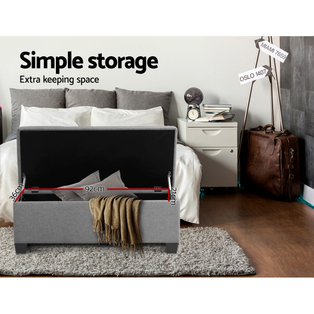Storage Ottoman Bench 97cm Linen, 4 Colours