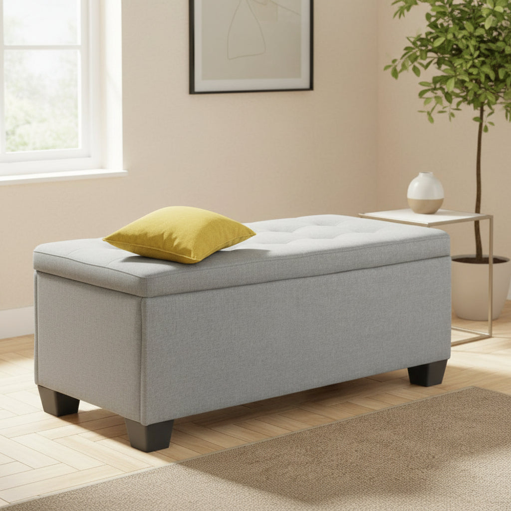 Storage Ottoman Bench 97cm Linen, 4 Colours