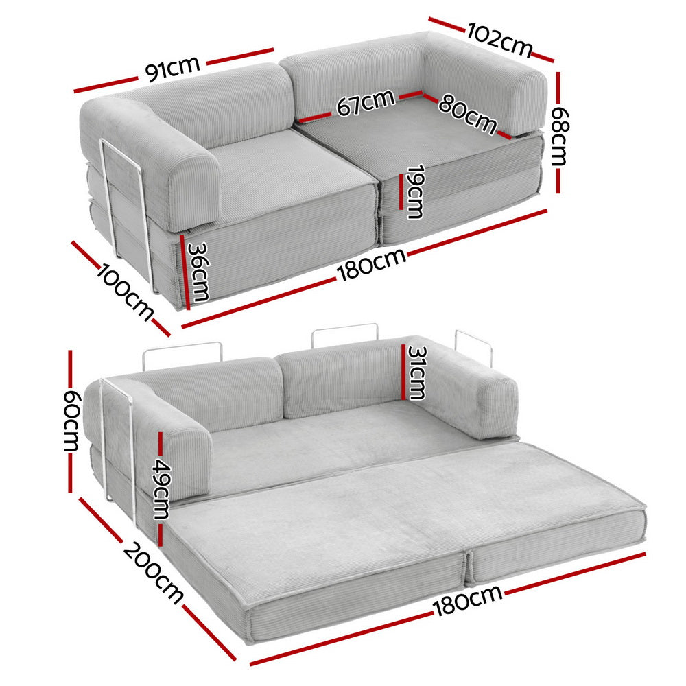 Convertible 2 Seater Sofa Bed | Compressed Memory Foam Couch