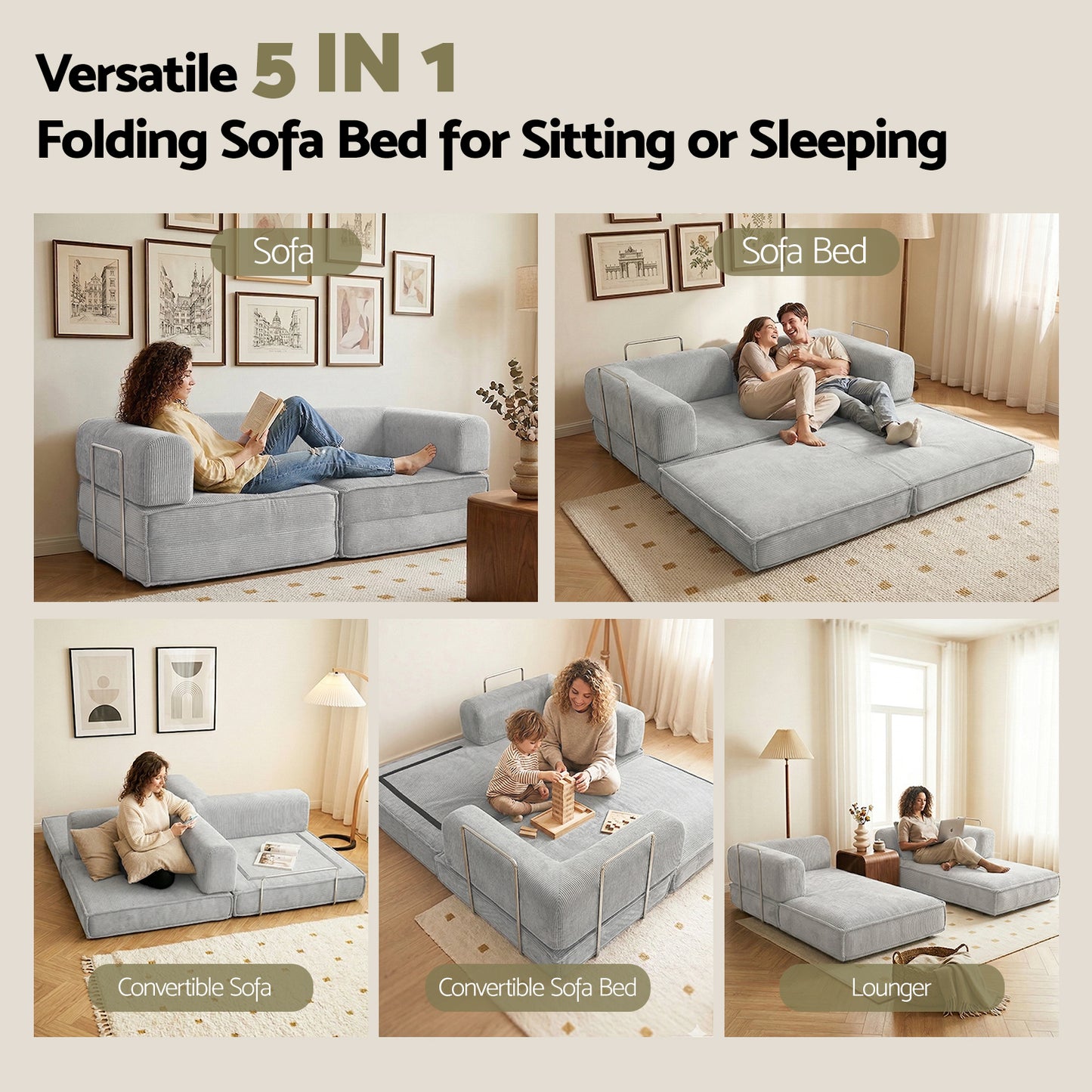 Convertible 2 Seater Sofa Bed | Compressed Memory Foam Couch