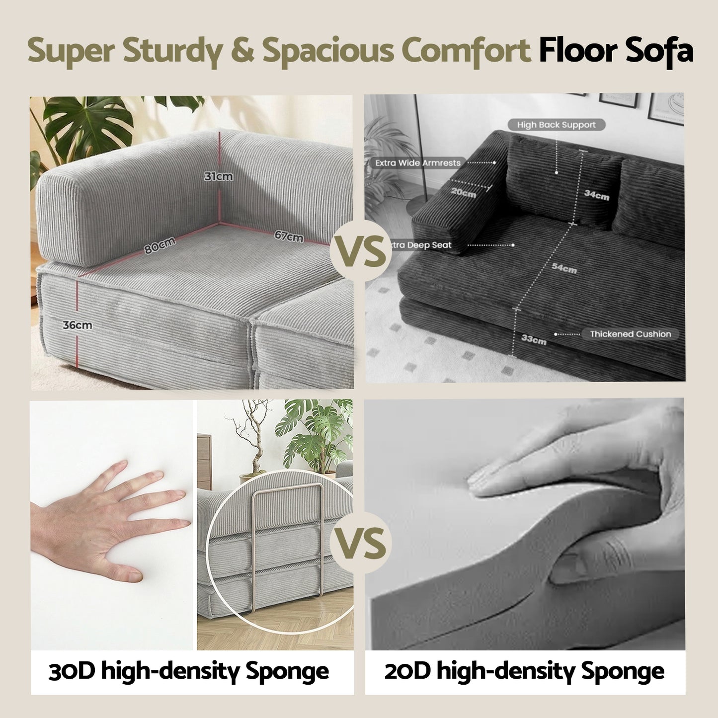 Convertible 2 Seater Sofa Bed | Compressed Memory Foam Couch