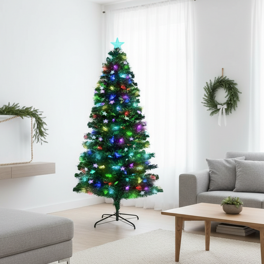 1.2m Enchanted Pre Lit Fibre Optic Christmas Tree Stars Xmas Decor