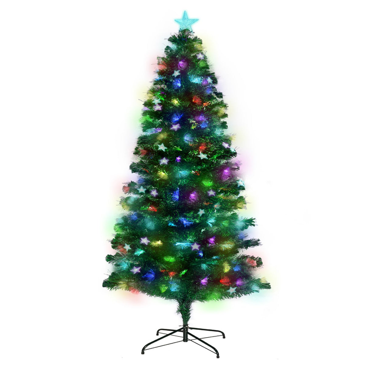 1.8m Enchanted Pre Lit Fibre Optic Christmas Tree Stars Xmas Decor