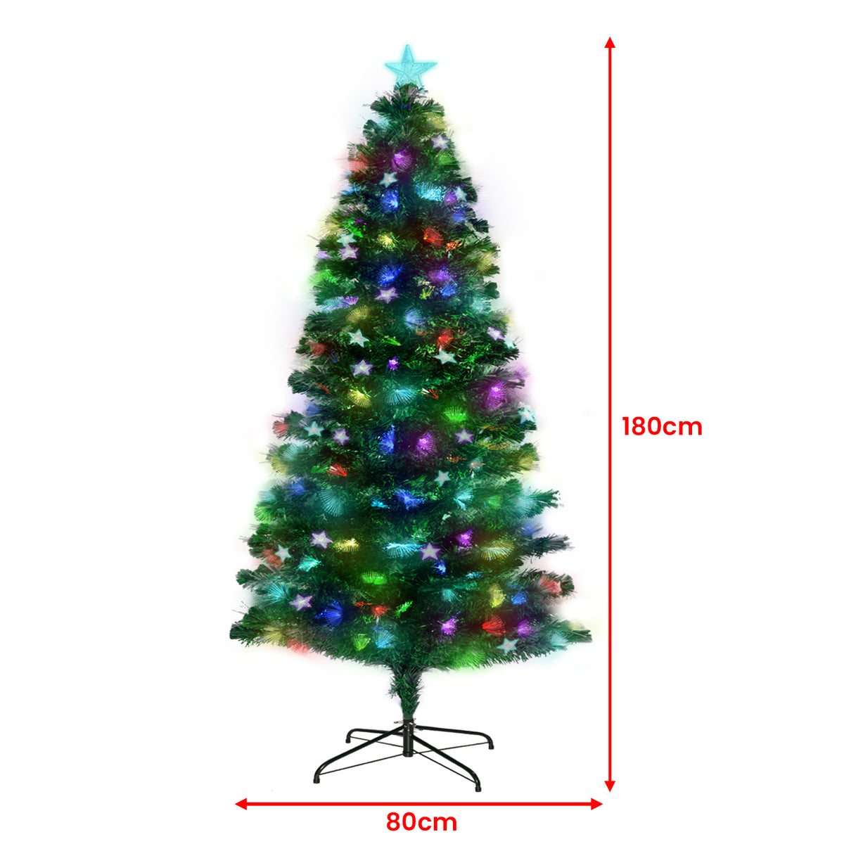1.8m Enchanted Pre Lit Fibre Optic Christmas Tree Stars Xmas Decor