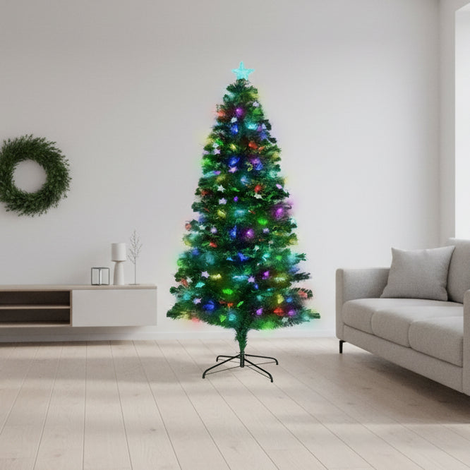 2.1m Enchanted Pre Lit Fibre Optic Christmas Tree Xmas Decor
