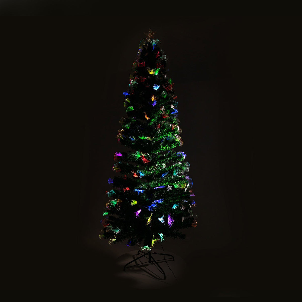 2.4m Enchanted Pre Lit Fibre Optic Christmas Tree Stars Xmas Decor