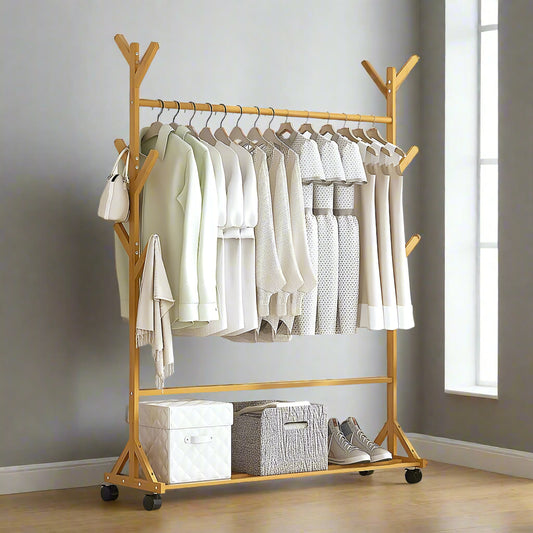 Portable Clothes Rack Bamboo 100cm