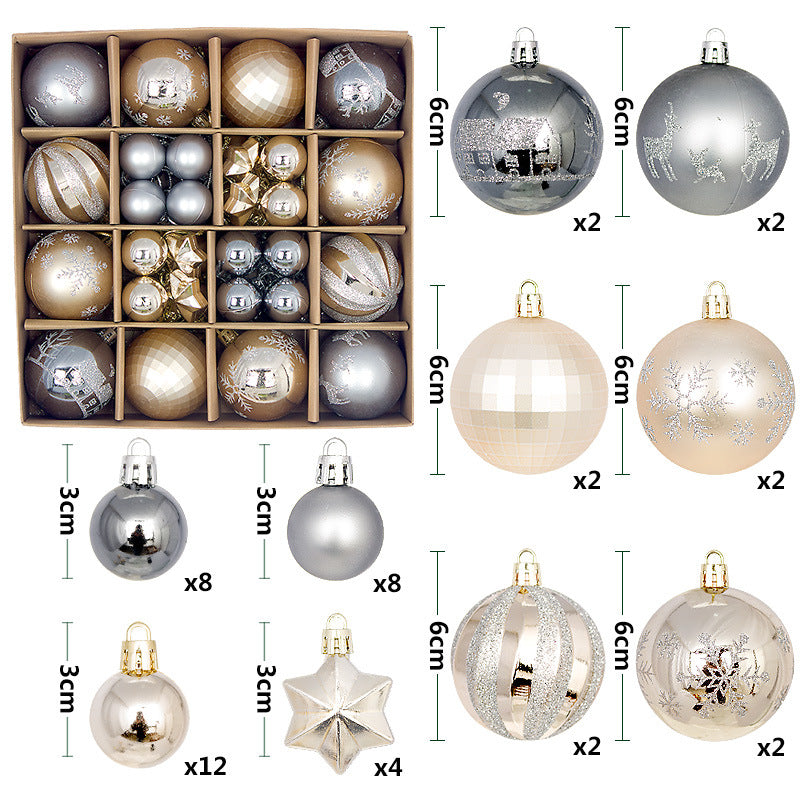 44-Piece Christmas Baubles Set in Wooden Gift Box