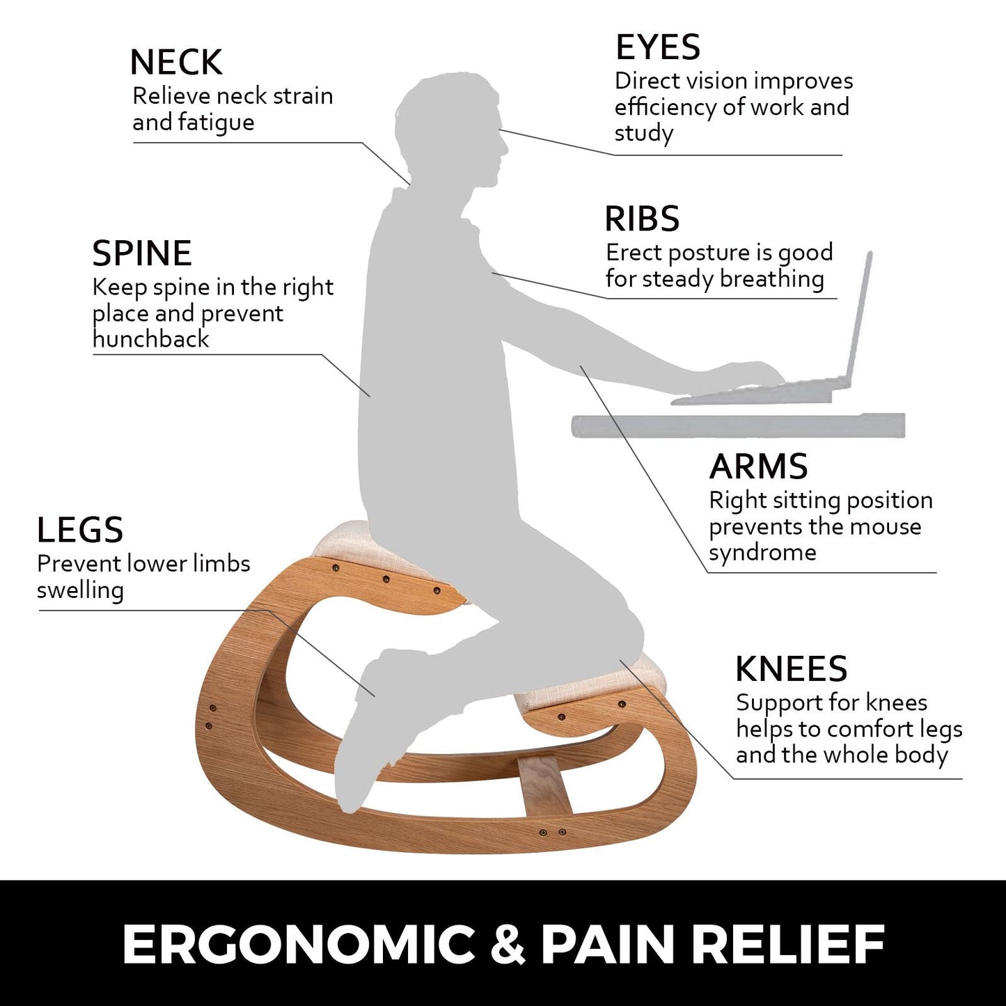 Wooden Ergonomic Kneeling Chair