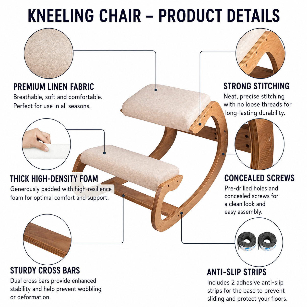 Wooden Ergonomic Kneeling Chair
