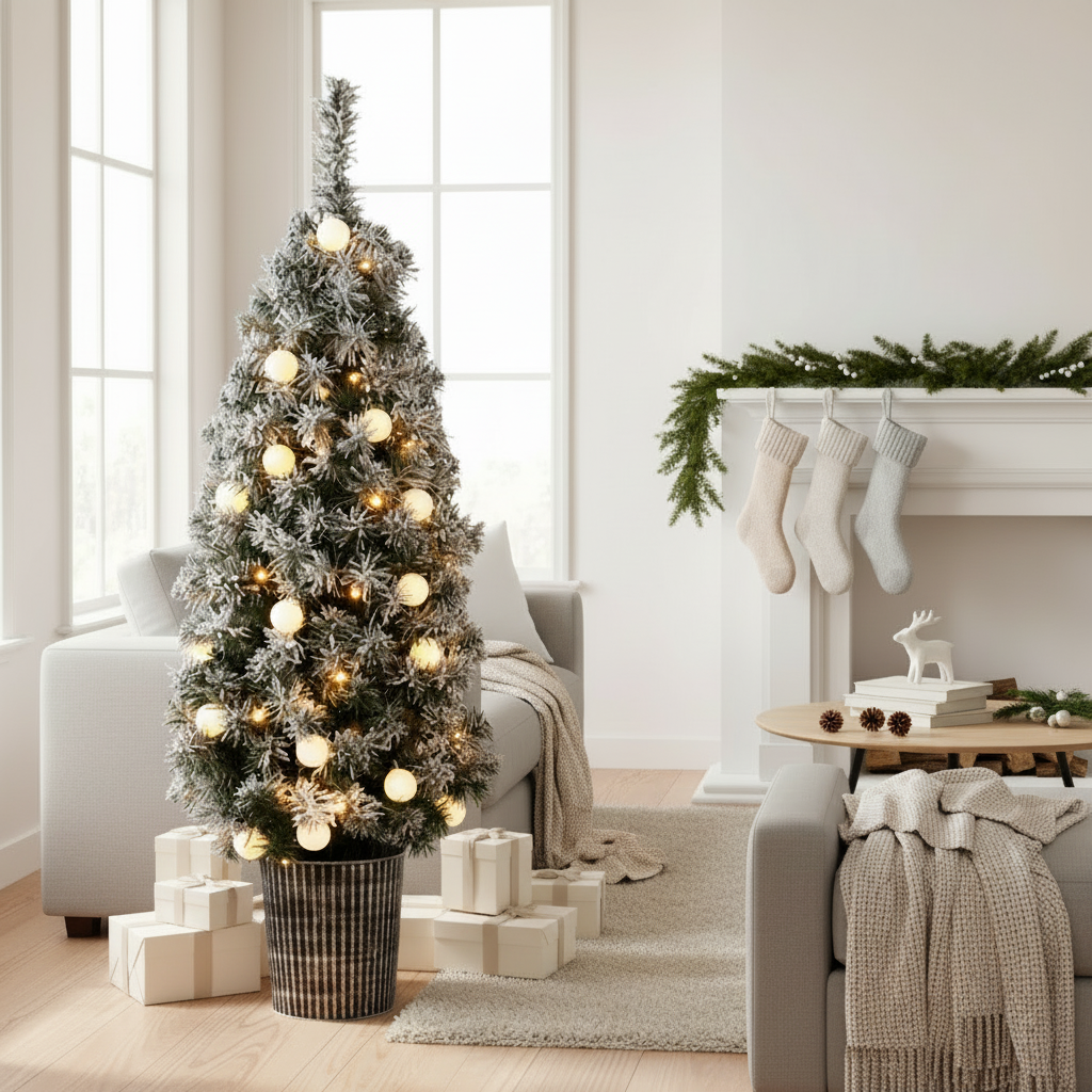 1.2m Potted Snowy Christmas Tree