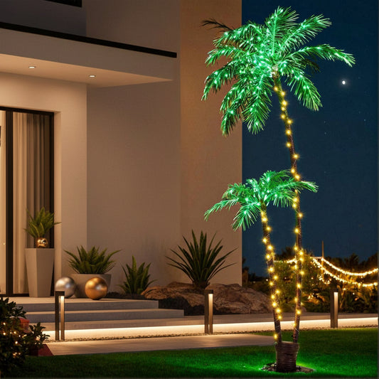 2.1m LED Palm Artificial Christmas Tree with Lights