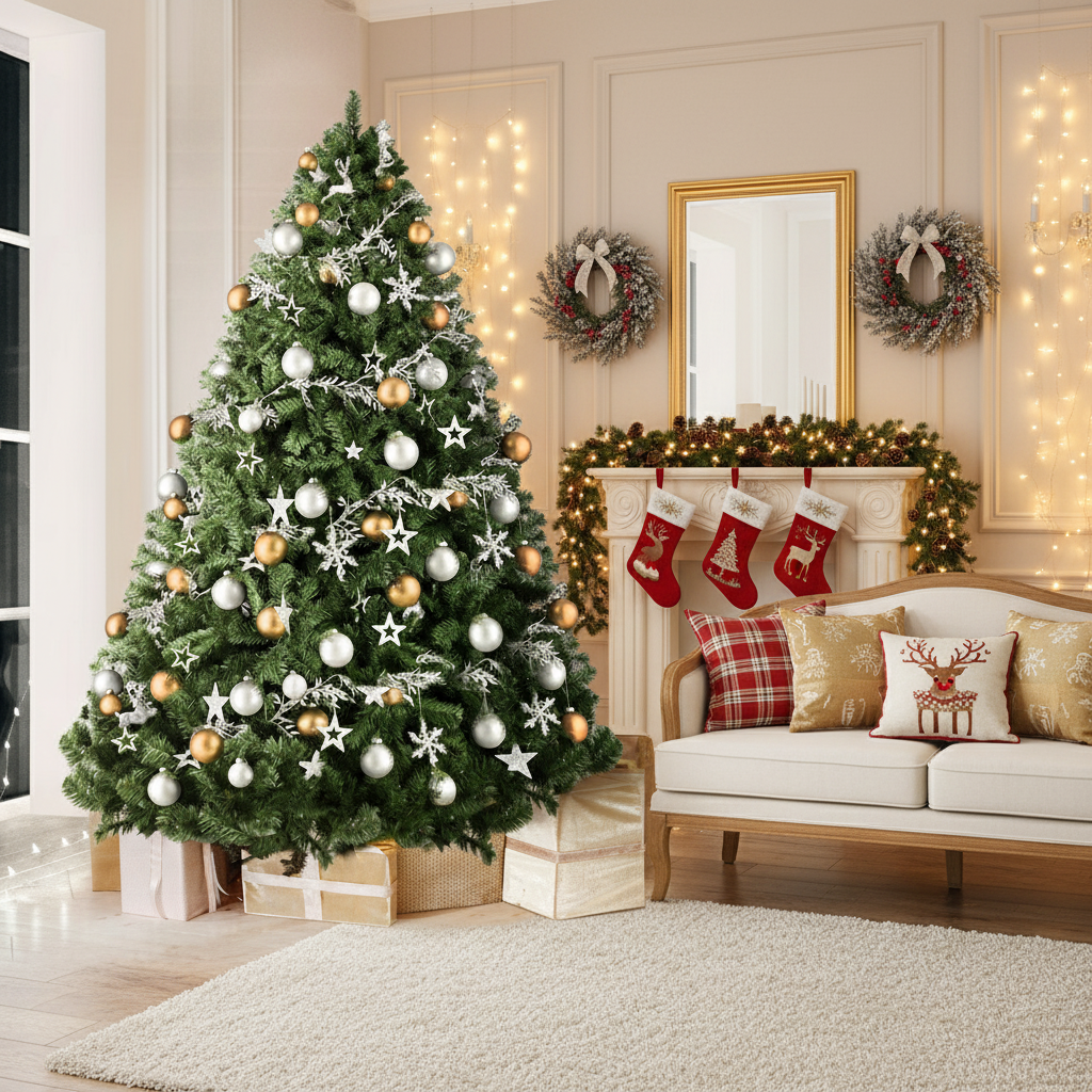 8ft Green Fir Christmas Tree 1500 Tips