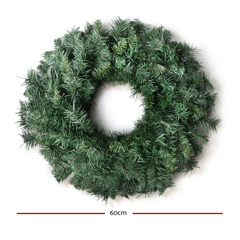 60cm Green Christmas Wreath Garland for Doors, Walls & Windows