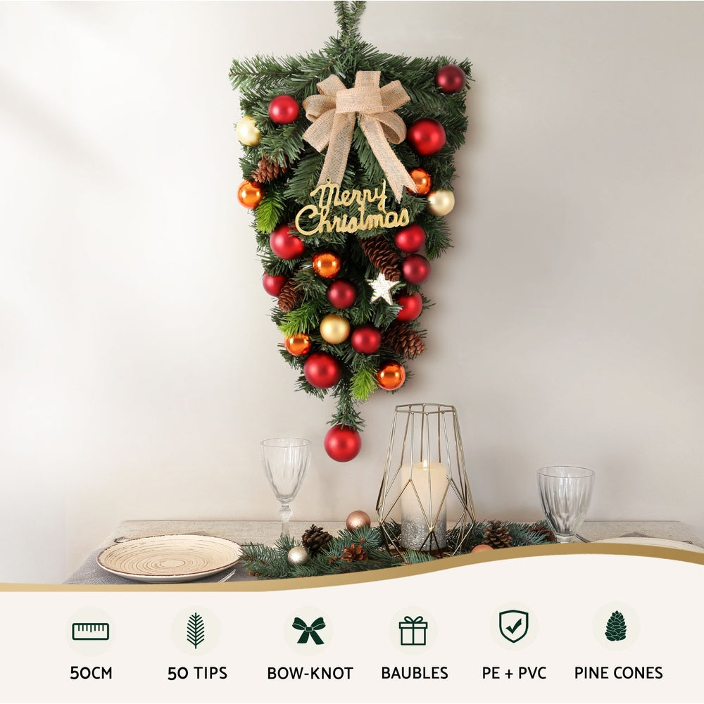 50cm Hanging Christmas Garland with Ornaments for Door & Wall Décor
