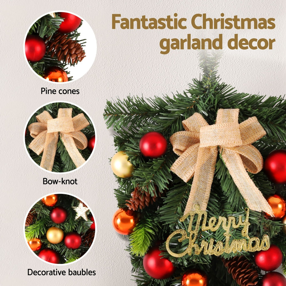 50cm Hanging Christmas Garland with Ornaments for Door & Wall Décor