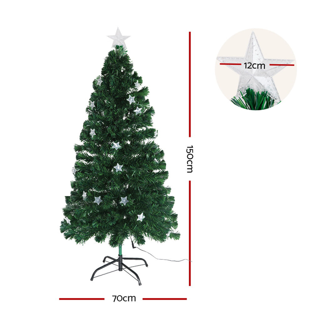 150cm Optic Fibre Christmas Tree Pre-Lit Multi-Colour LED Lights