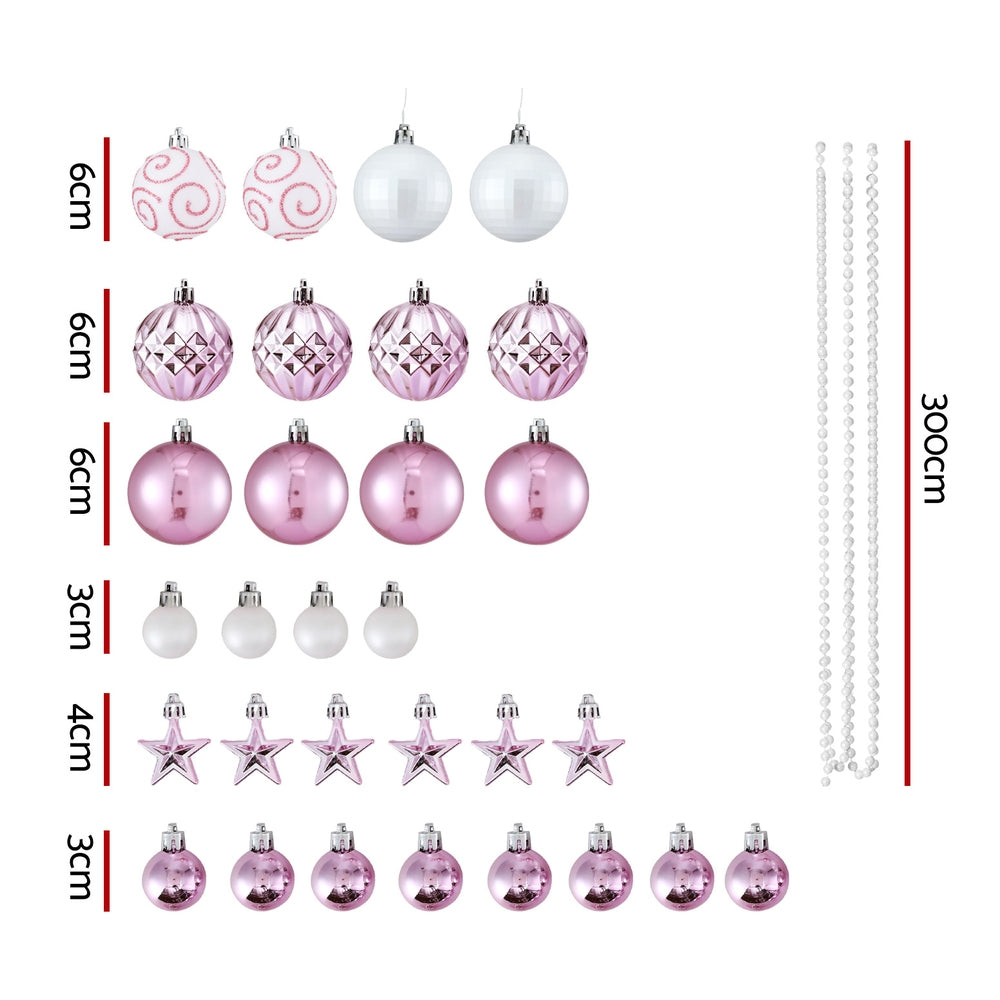 33-Piece Pink Christmas Bauble Set in Assorted Sizes & Finishes