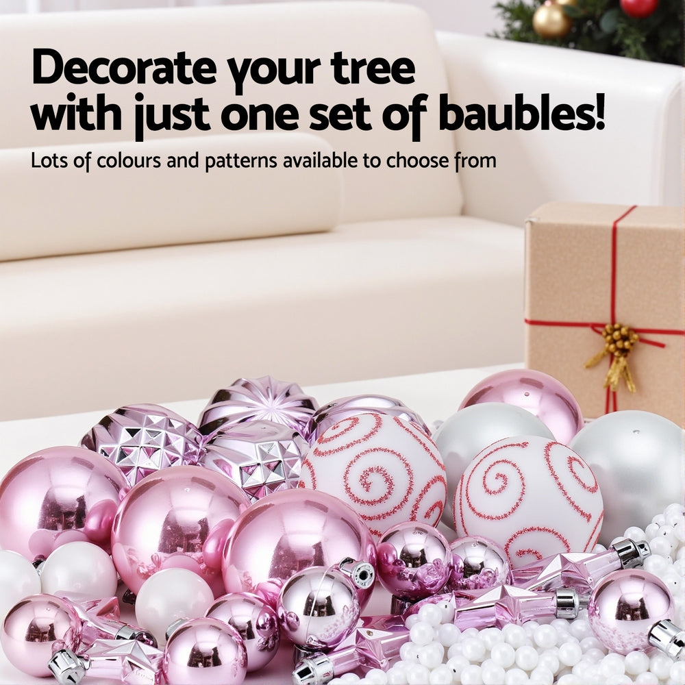 33-Piece Pink Christmas Bauble Set in Assorted Sizes & Finishes